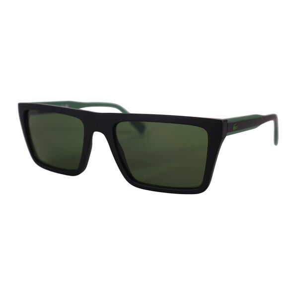 Lacoste Rectangle Mens Sunglasses - Matte Black / Green - NWT - Picture 1 of 11
